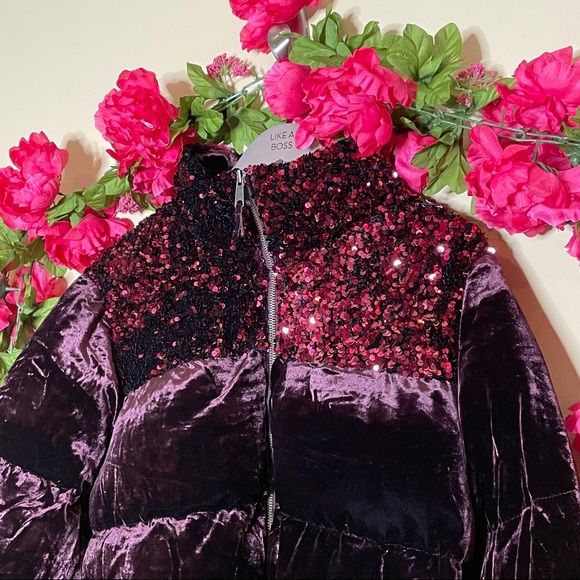 Anthropologie Fran Velvet Sequin Puffer Jacket - Picture 7 of 17